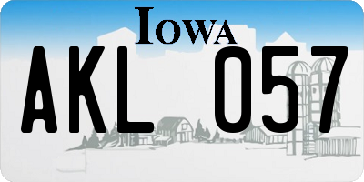 IA license plate AKL057