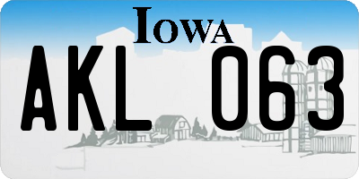 IA license plate AKL063