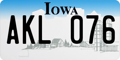 IA license plate AKL076