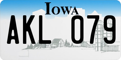 IA license plate AKL079