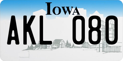 IA license plate AKL080