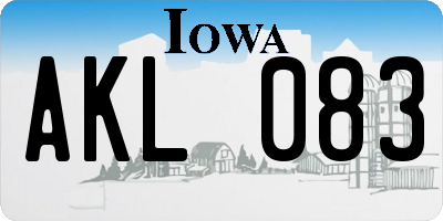 IA license plate AKL083