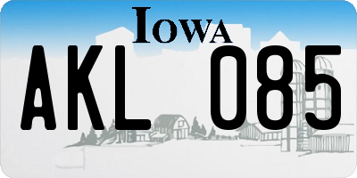 IA license plate AKL085