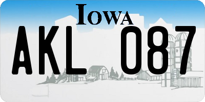 IA license plate AKL087