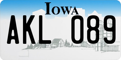 IA license plate AKL089