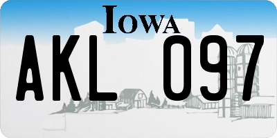 IA license plate AKL097