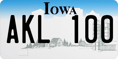 IA license plate AKL100