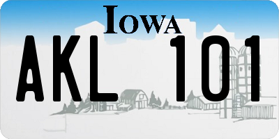 IA license plate AKL101
