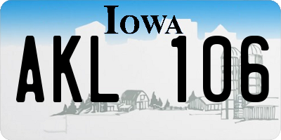 IA license plate AKL106
