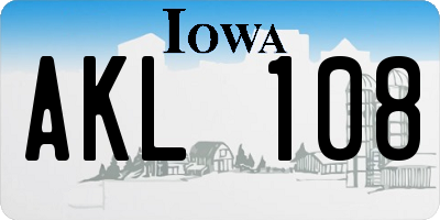 IA license plate AKL108
