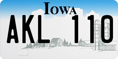 IA license plate AKL110