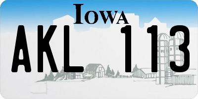 IA license plate AKL113