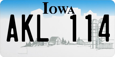 IA license plate AKL114