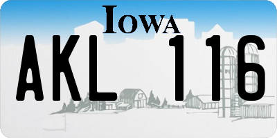 IA license plate AKL116