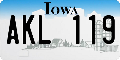 IA license plate AKL119