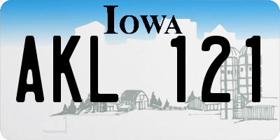 IA license plate AKL121