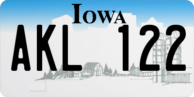 IA license plate AKL122