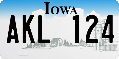 IA license plate AKL124