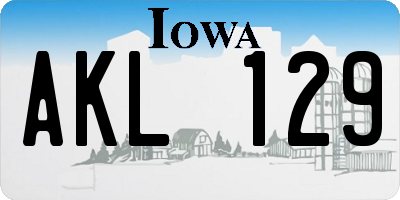 IA license plate AKL129