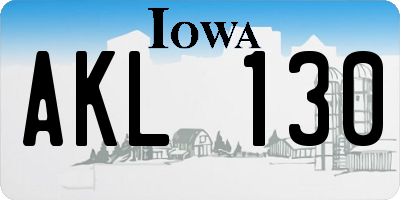 IA license plate AKL130