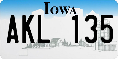IA license plate AKL135
