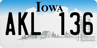 IA license plate AKL136