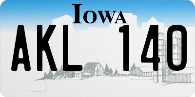 IA license plate AKL140