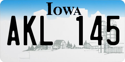IA license plate AKL145