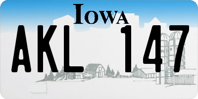 IA license plate AKL147