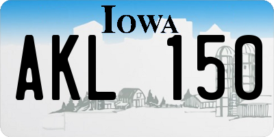 IA license plate AKL150