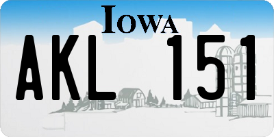 IA license plate AKL151