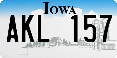 IA license plate AKL157