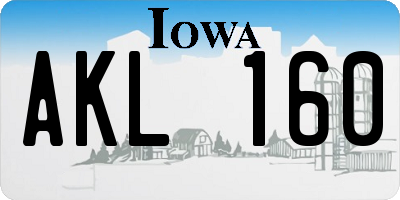 IA license plate AKL160