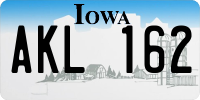 IA license plate AKL162