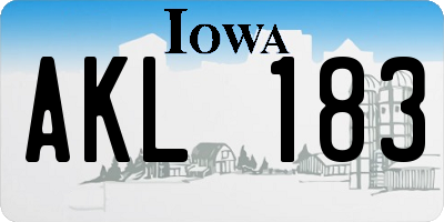 IA license plate AKL183