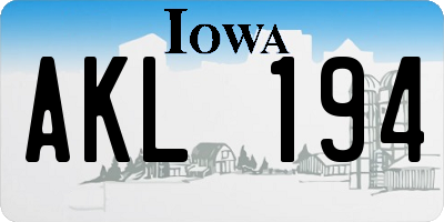 IA license plate AKL194