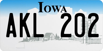 IA license plate AKL202