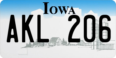 IA license plate AKL206