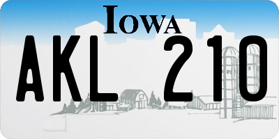 IA license plate AKL210