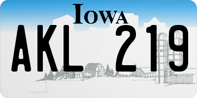 IA license plate AKL219