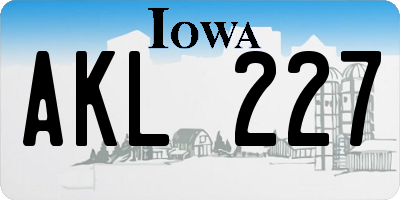 IA license plate AKL227