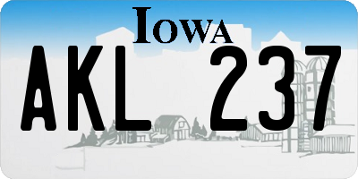 IA license plate AKL237