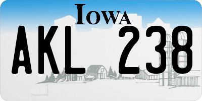 IA license plate AKL238