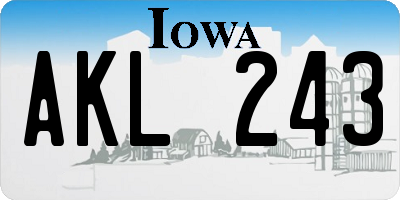 IA license plate AKL243