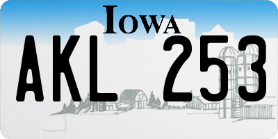 IA license plate AKL253