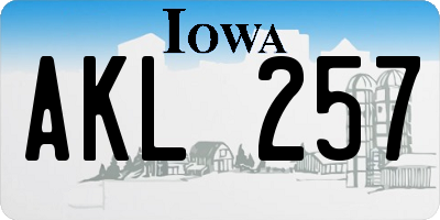 IA license plate AKL257