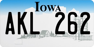 IA license plate AKL262