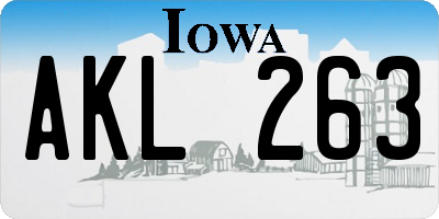 IA license plate AKL263