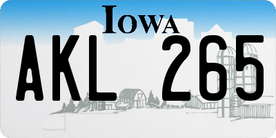 IA license plate AKL265