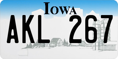 IA license plate AKL267